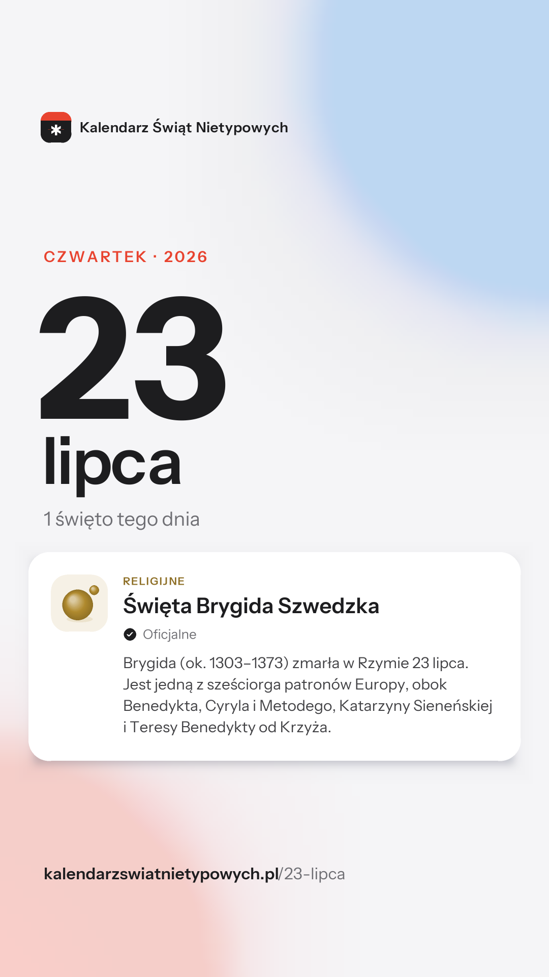 Grafika dnia 23 lipca, format stories 9:16