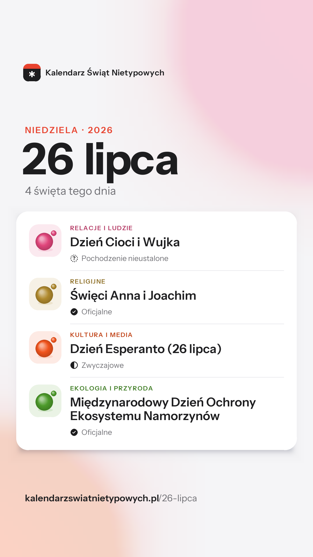 Grafika dnia 26 lipca, format stories 9:16