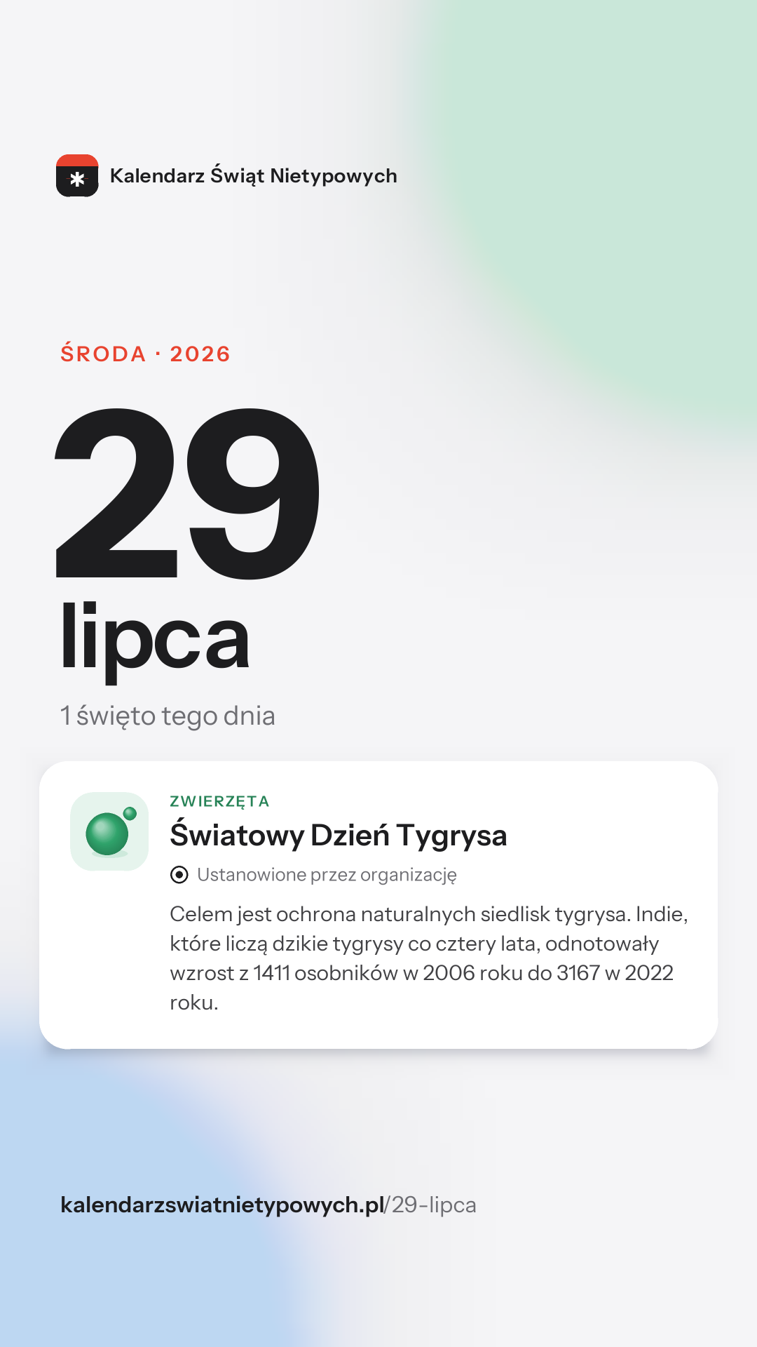Grafika dnia 29 lipca, format stories 9:16