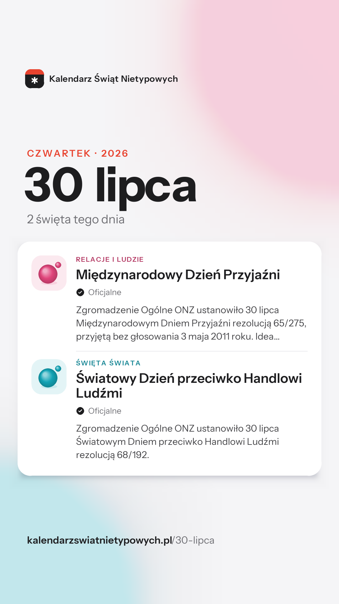 Grafika dnia 30 lipca, format stories 9:16