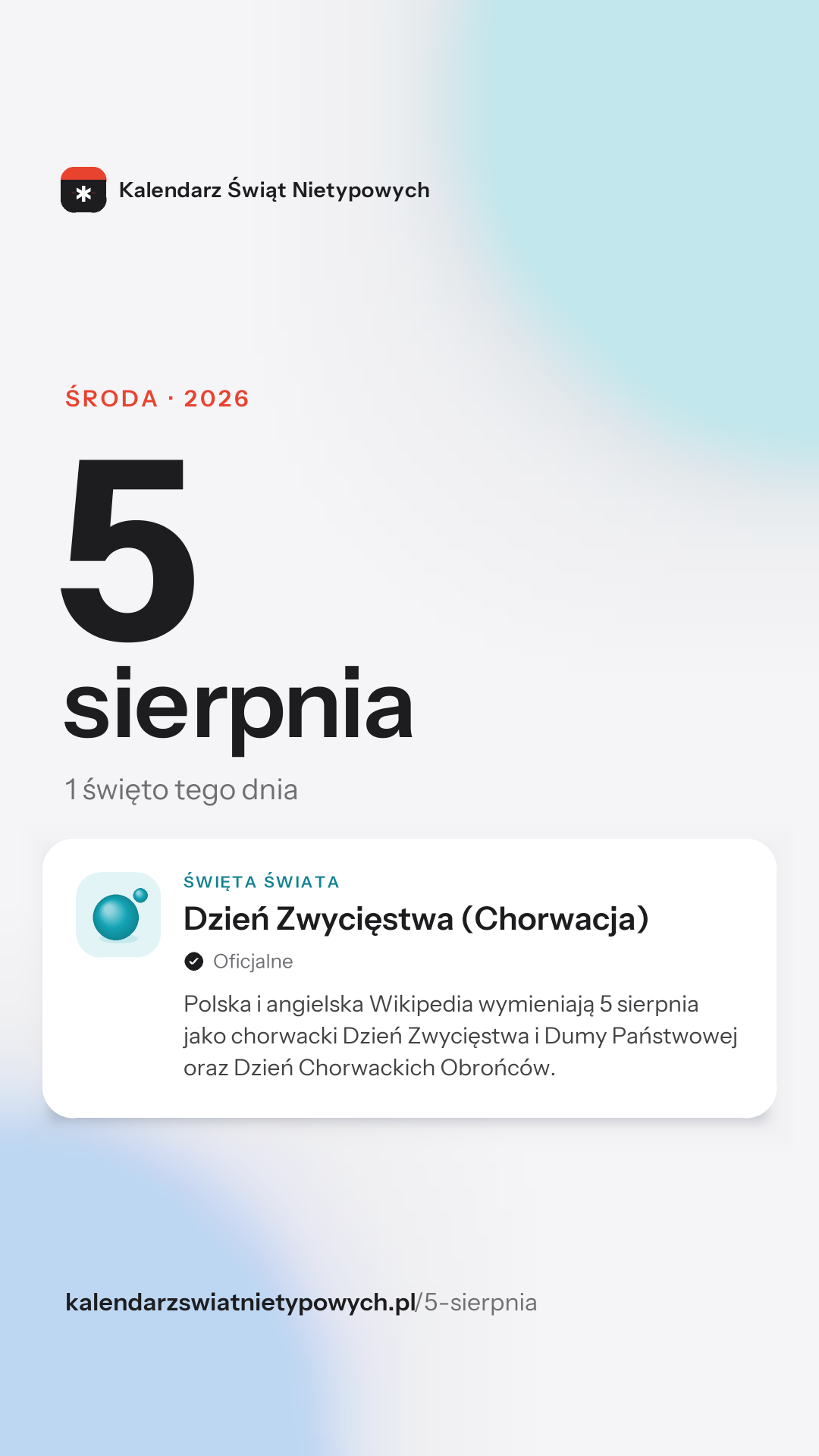Grafika dnia 5 sierpnia, format stories 9:16