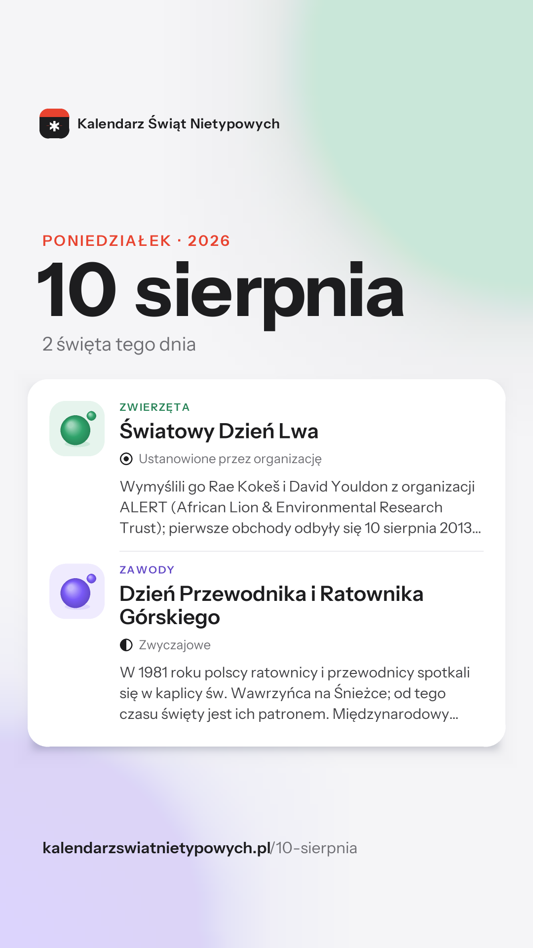 Grafika dnia 10 sierpnia, format stories 9:16