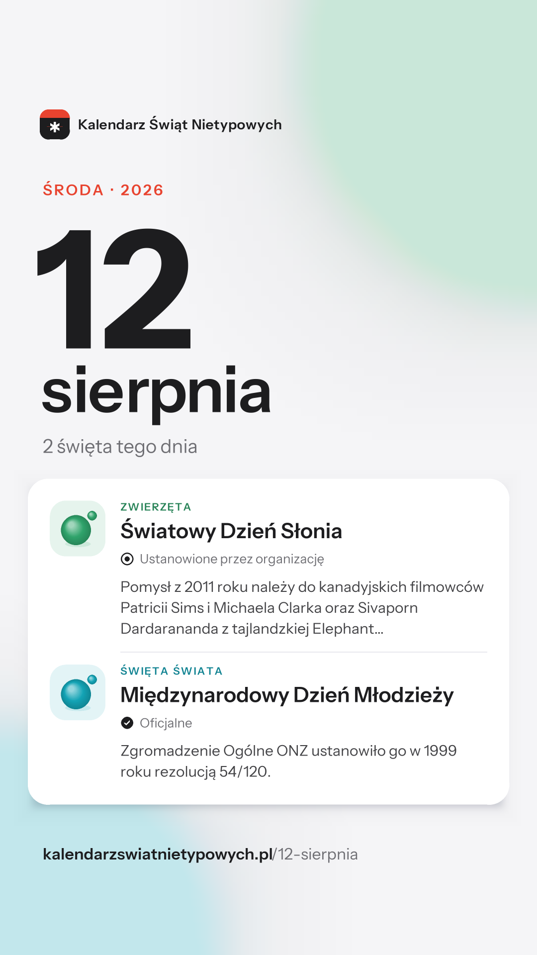 Grafika dnia 12 sierpnia, format stories 9:16