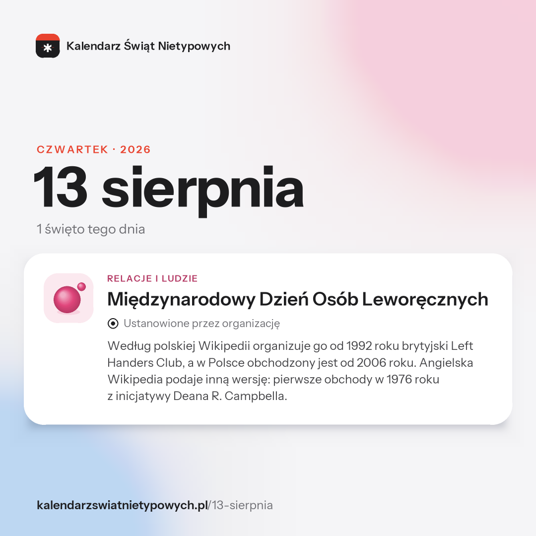 Grafika dnia 13 sierpnia, format post 1:1