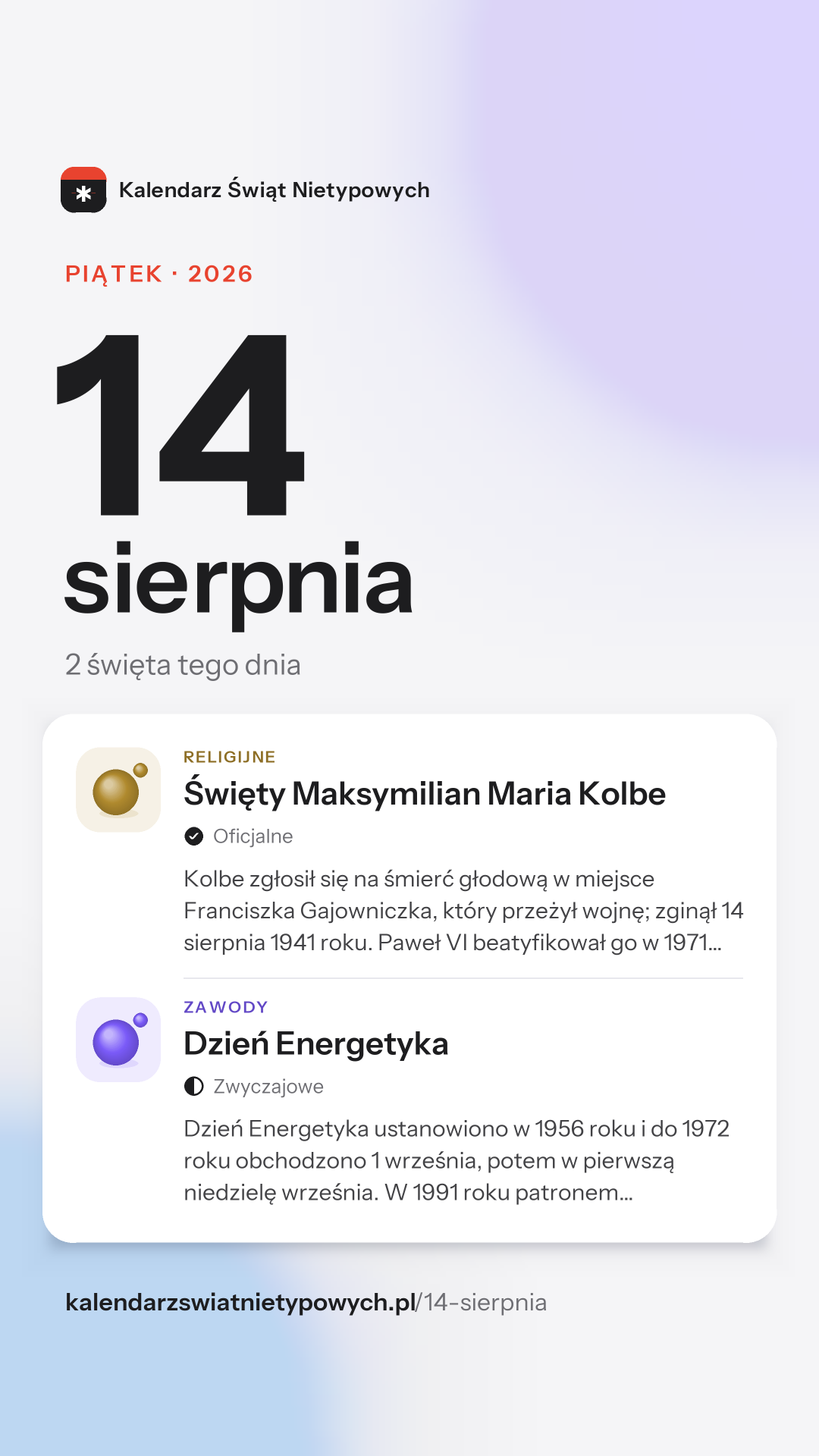 Grafika dnia 14 sierpnia, format stories 9:16