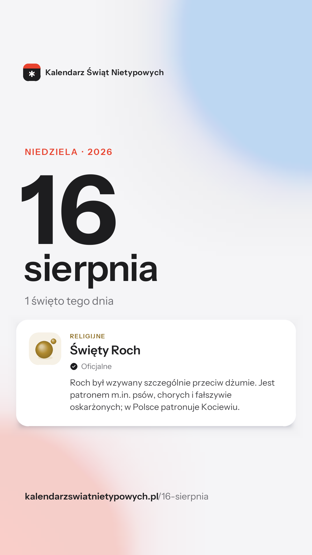 Grafika dnia 16 sierpnia, format stories 9:16