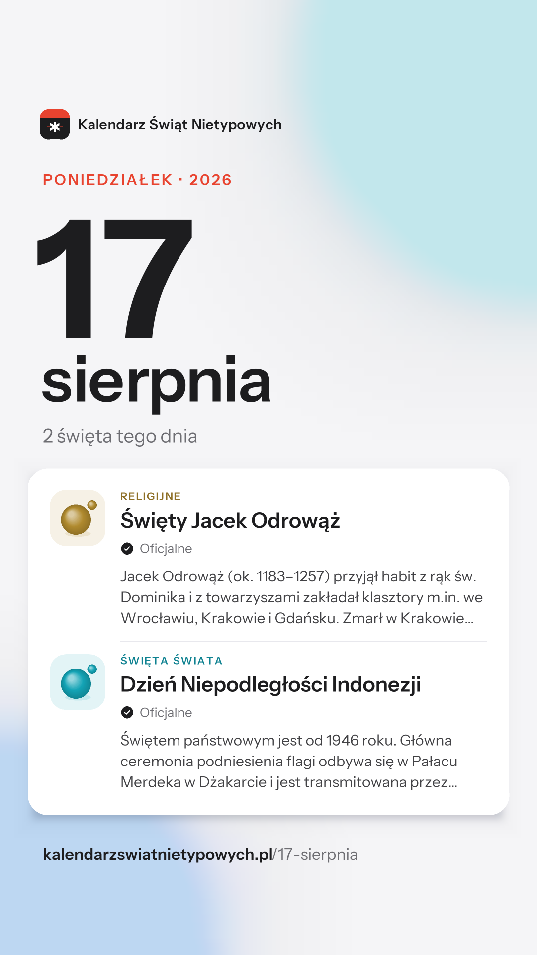 Grafika dnia 17 sierpnia, format stories 9:16