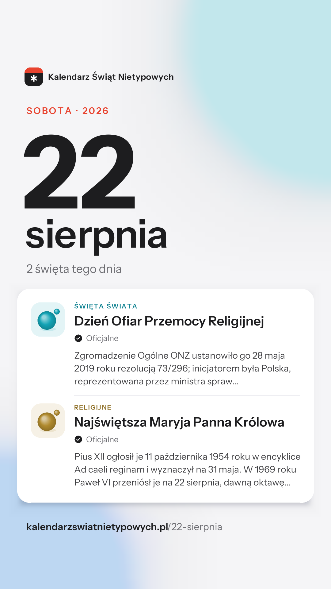 Grafika dnia 22 sierpnia, format stories 9:16
