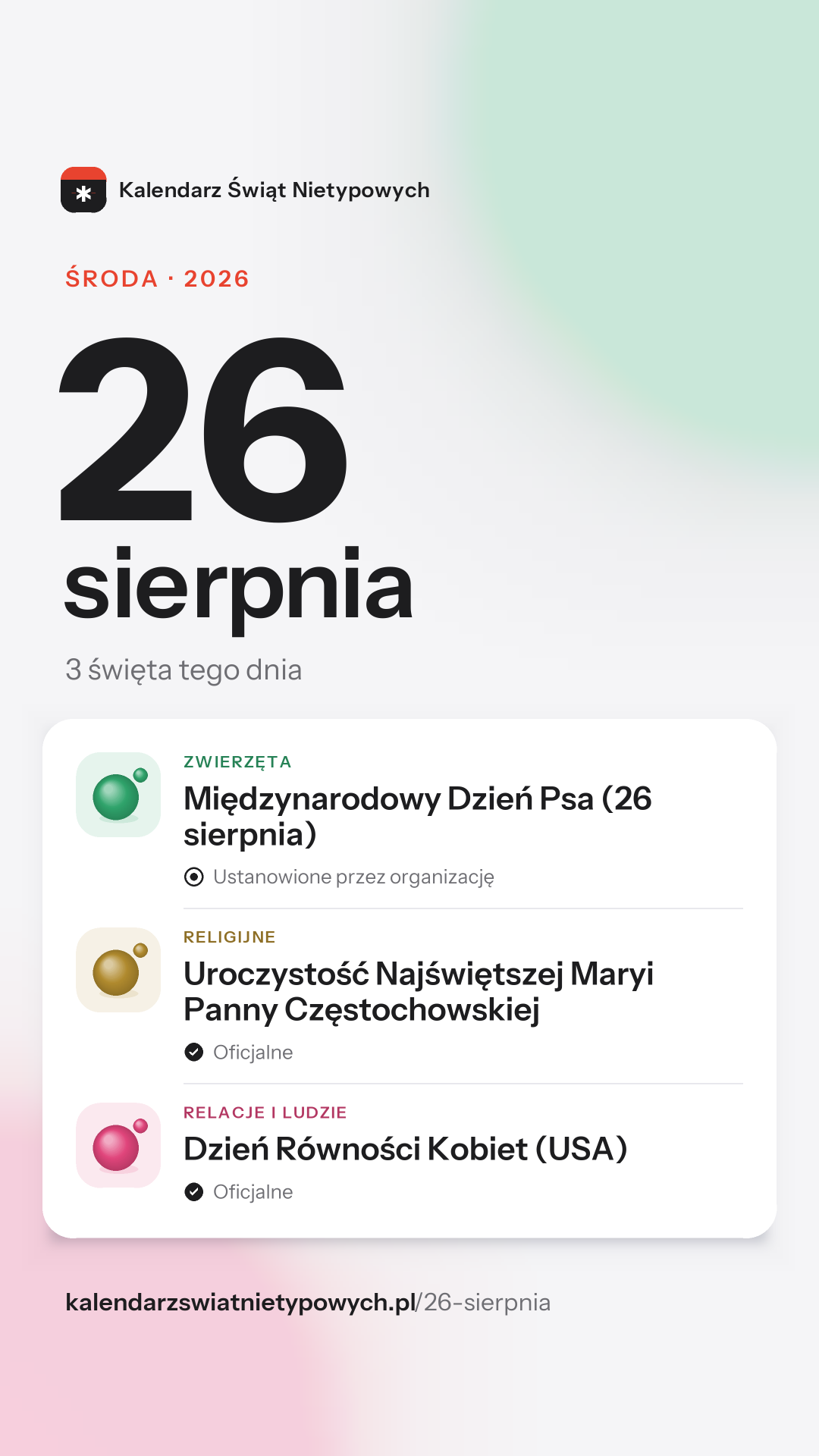 Grafika dnia 26 sierpnia, format stories 9:16
