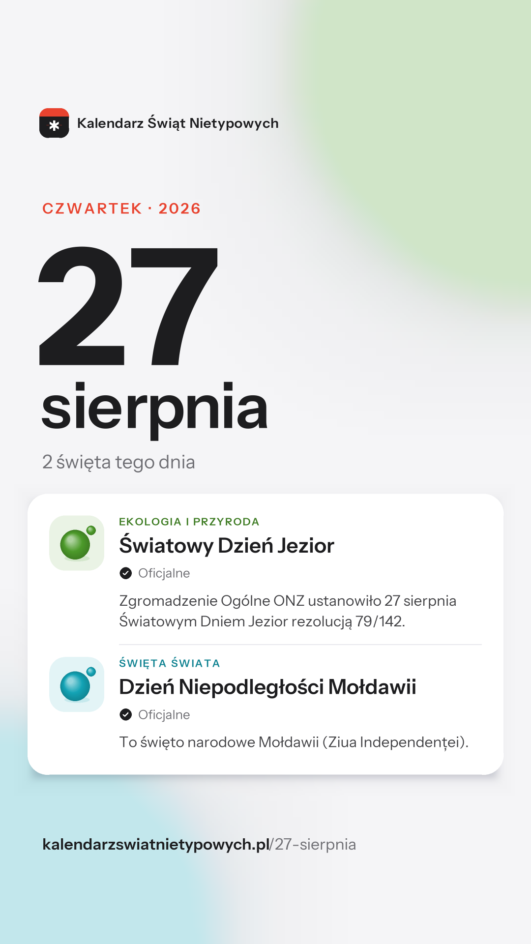 Grafika dnia 27 sierpnia, format stories 9:16