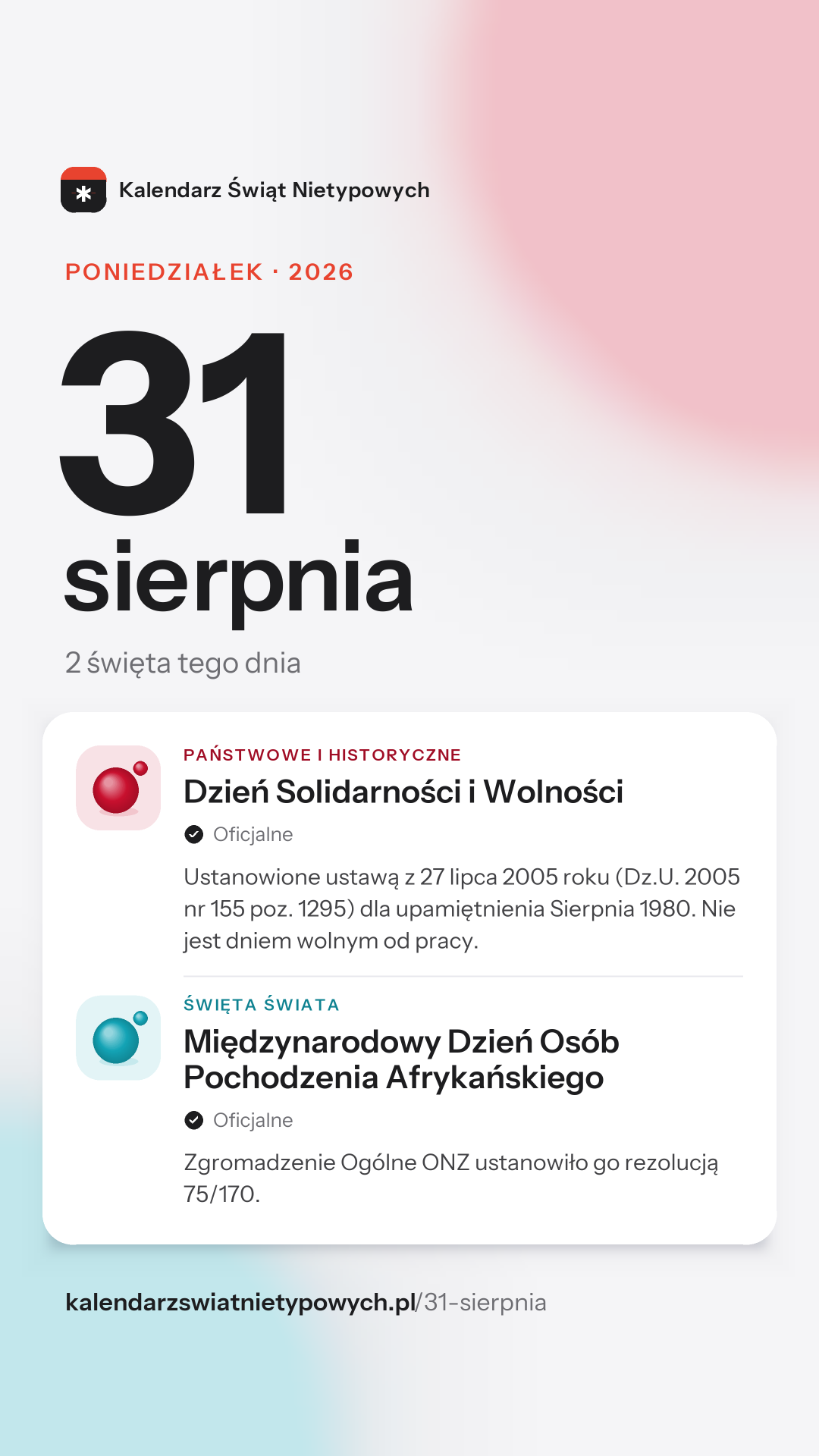 Grafika dnia 31 sierpnia, format stories 9:16