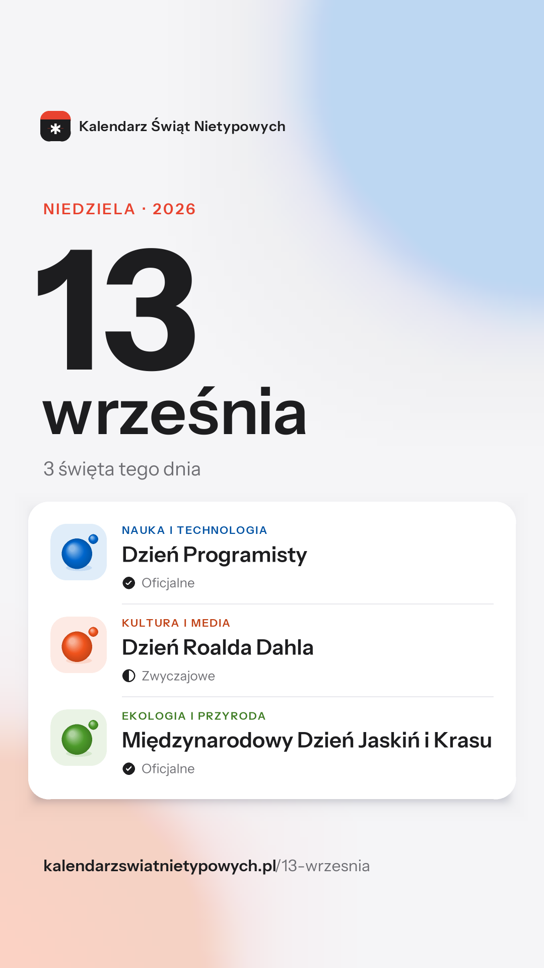 Grafika dnia 13 września, format stories 9:16
