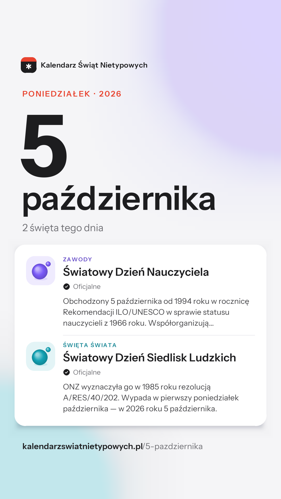 Grafika dnia 5 października, format stories 9:16