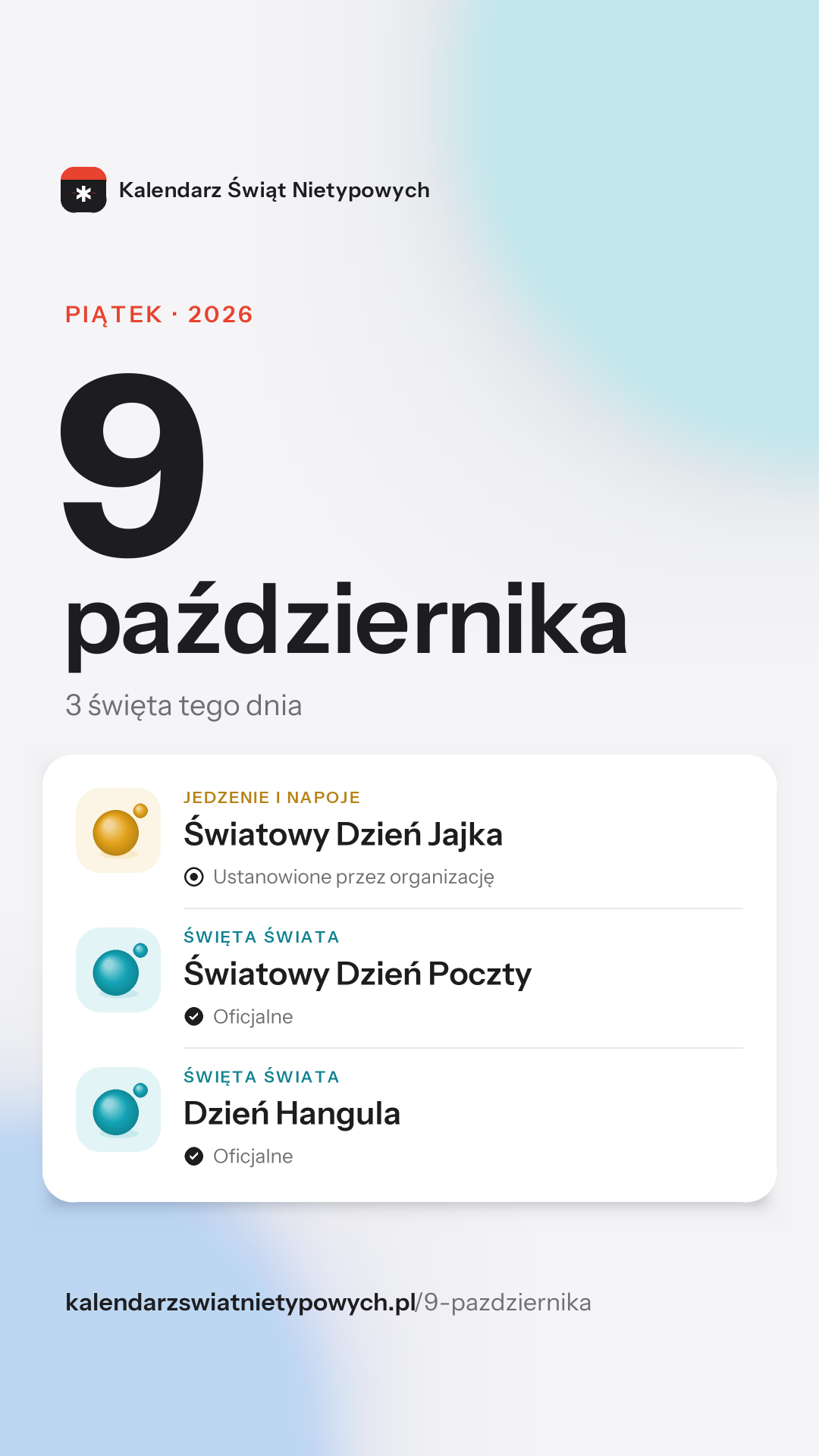Grafika dnia 9 października, format stories 9:16