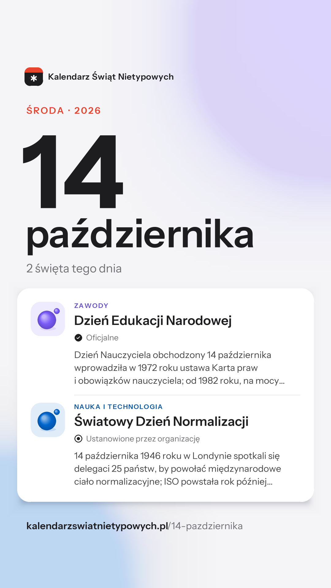 Grafika dnia 14 października, format stories 9:16