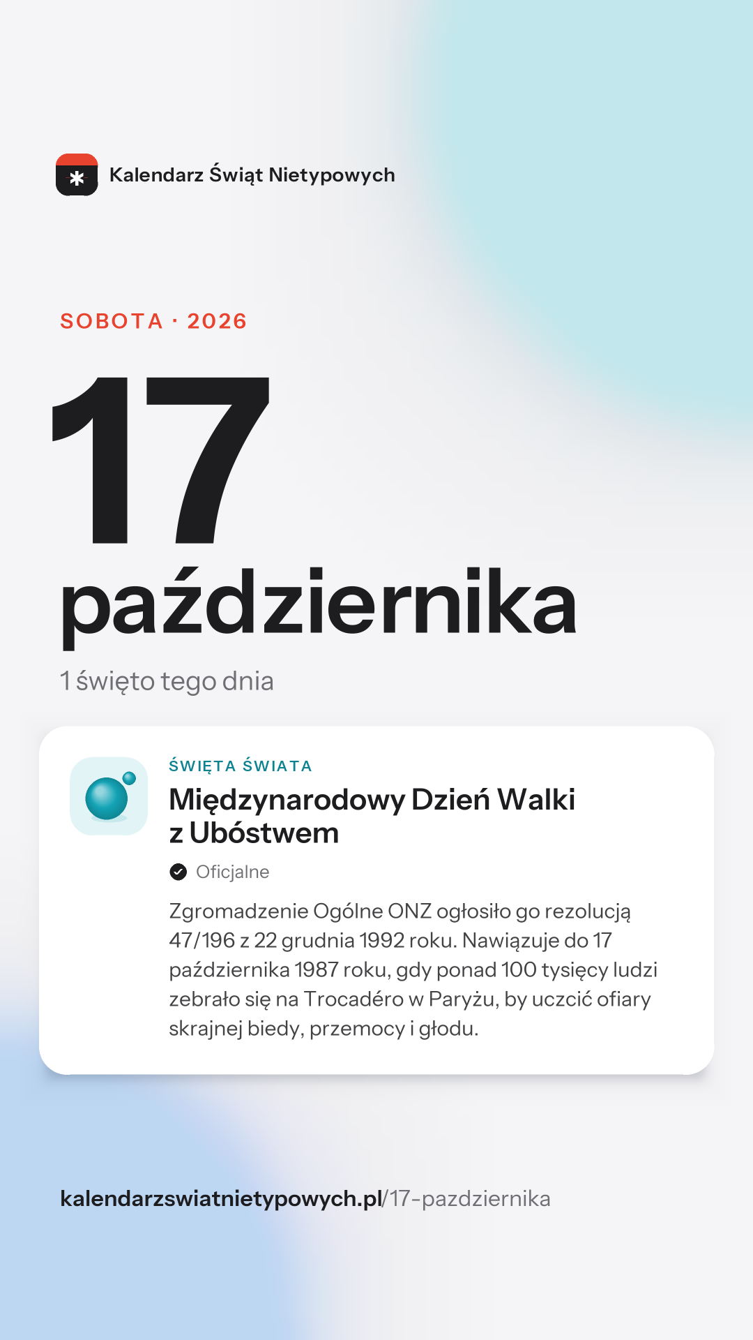 Grafika dnia 17 października, format stories 9:16