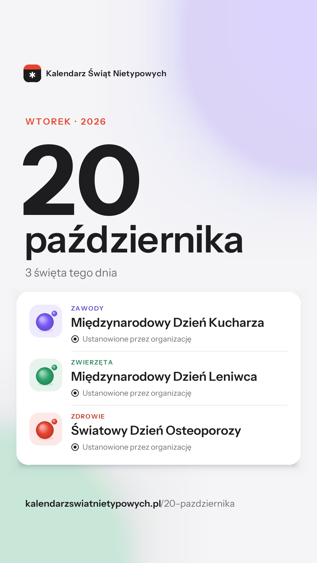 Grafika dnia 20 października, format stories 9:16