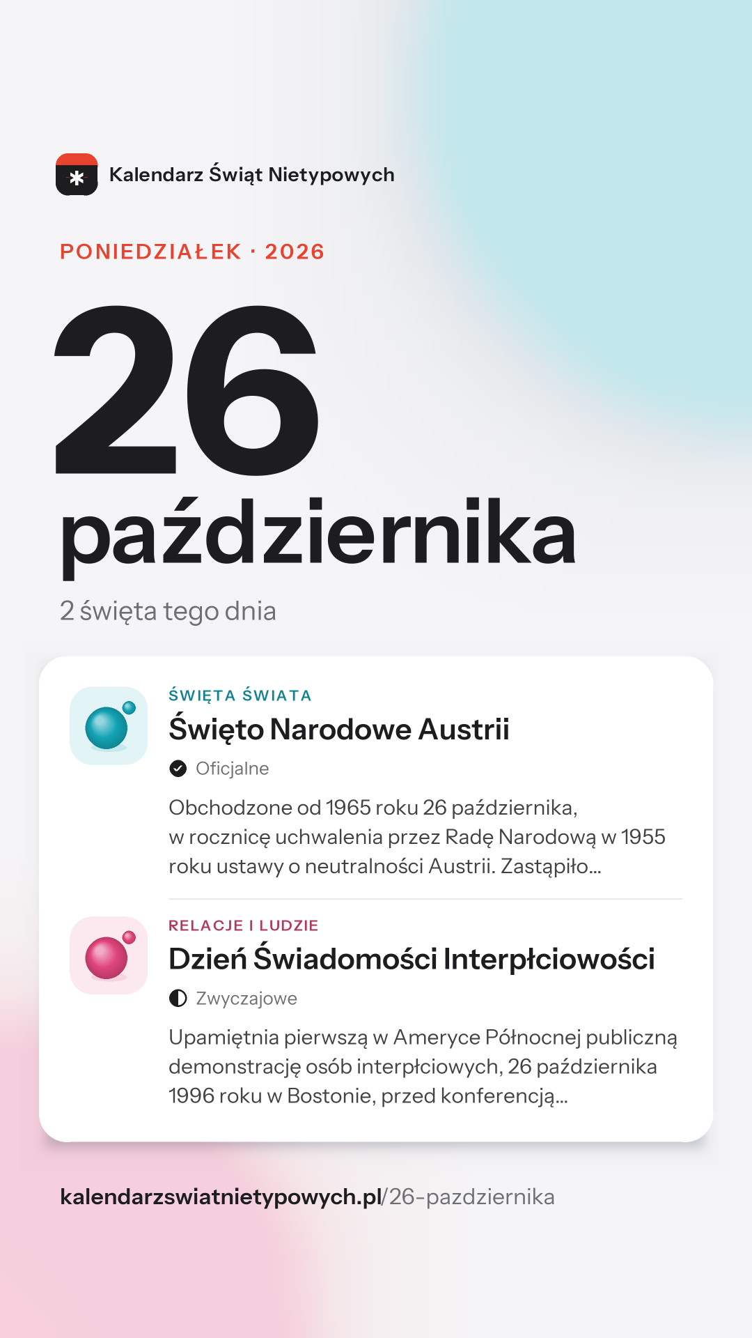 Grafika dnia 26 października, format stories 9:16