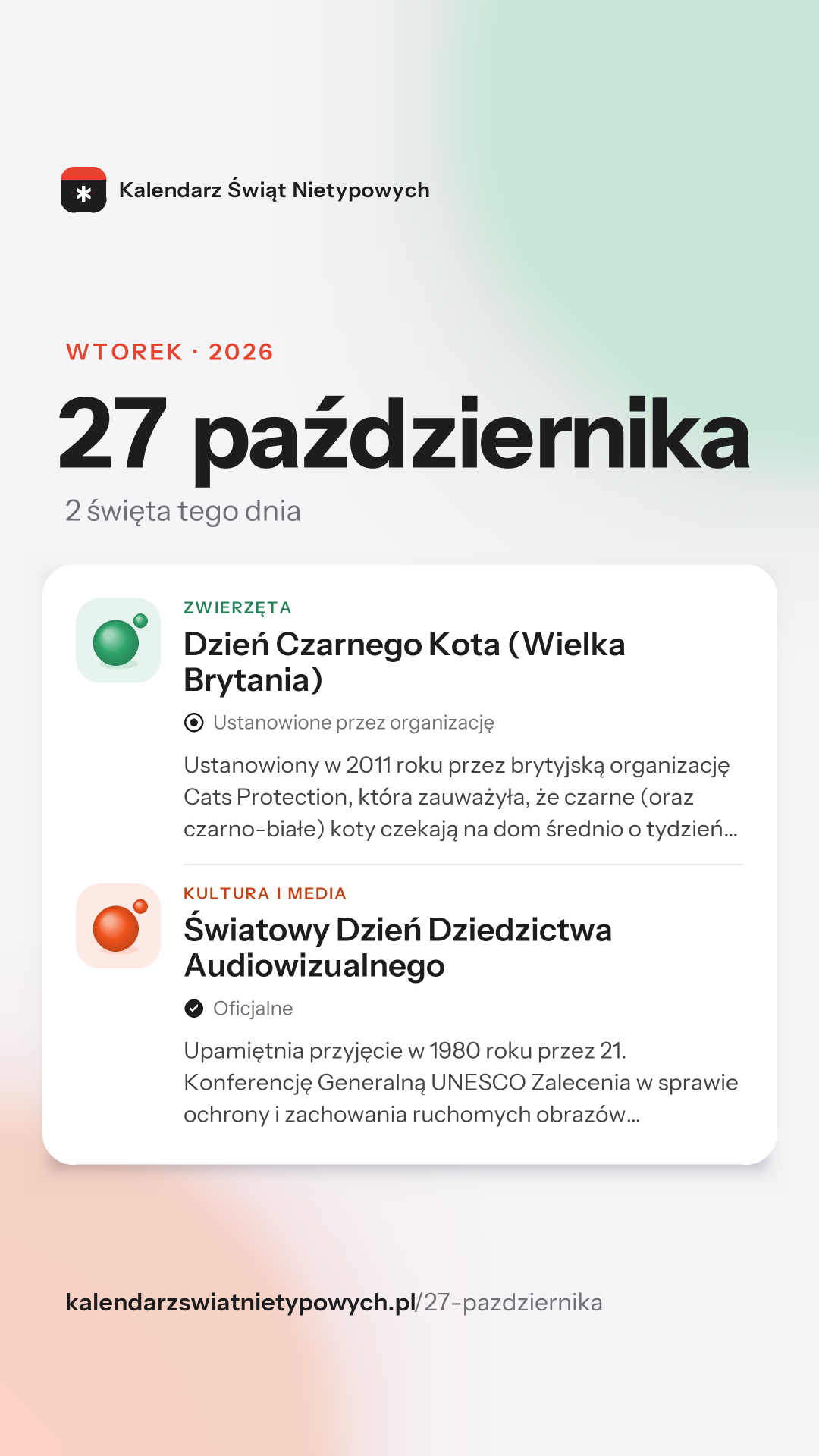 Grafika dnia 27 października, format stories 9:16