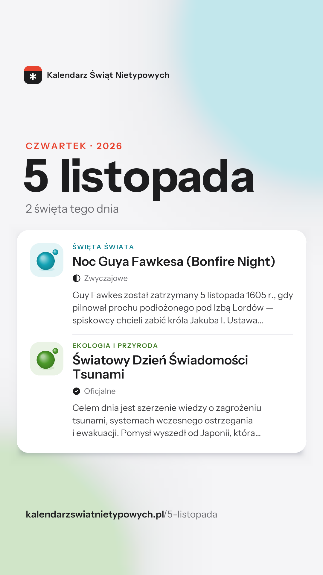 Grafika dnia 5 listopada, format stories 9:16
