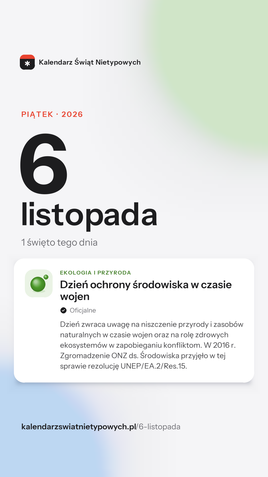 Grafika dnia 6 listopada, format stories 9:16