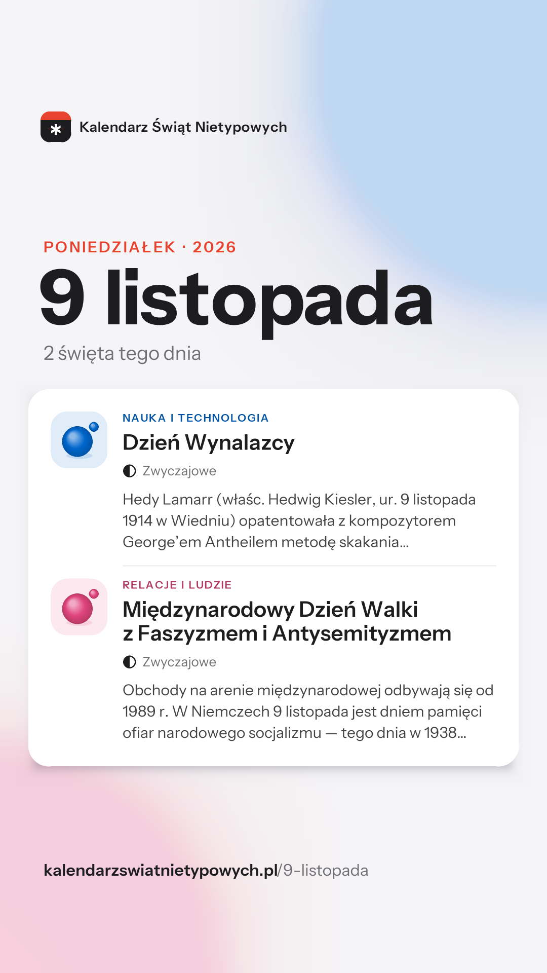 Grafika dnia 9 listopada, format stories 9:16