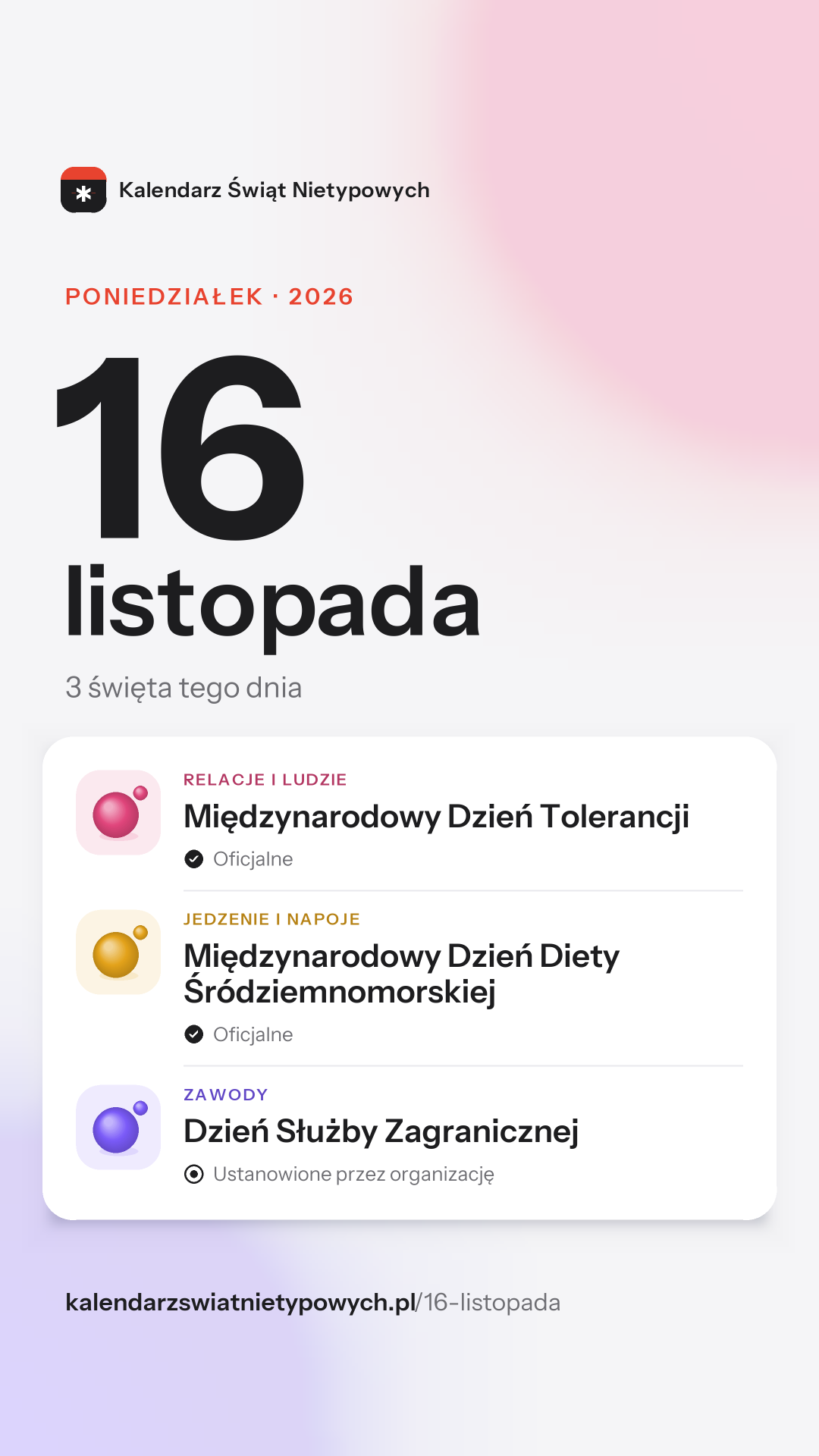 Grafika dnia 16 listopada, format stories 9:16