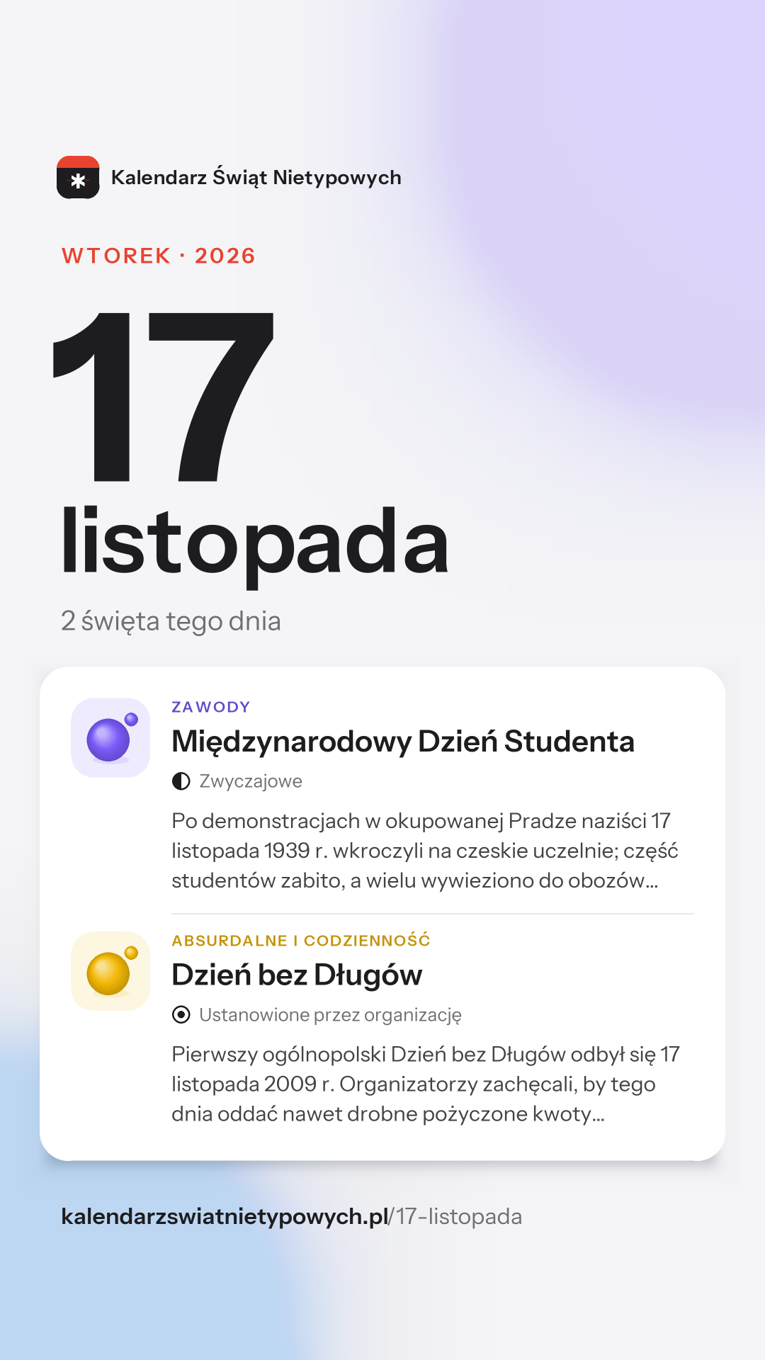 Grafika dnia 17 listopada, format stories 9:16