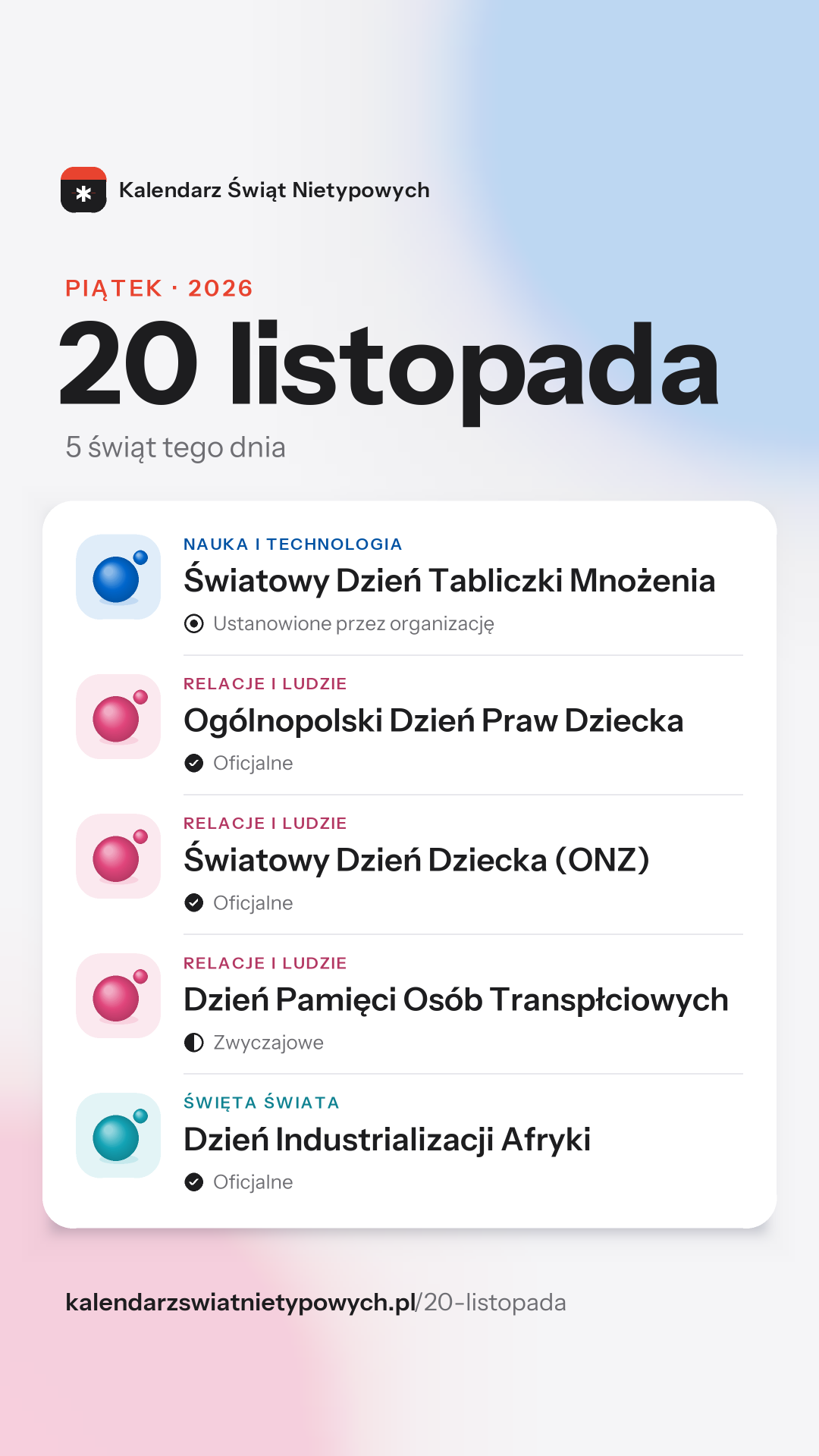 Grafika dnia 20 listopada, format stories 9:16