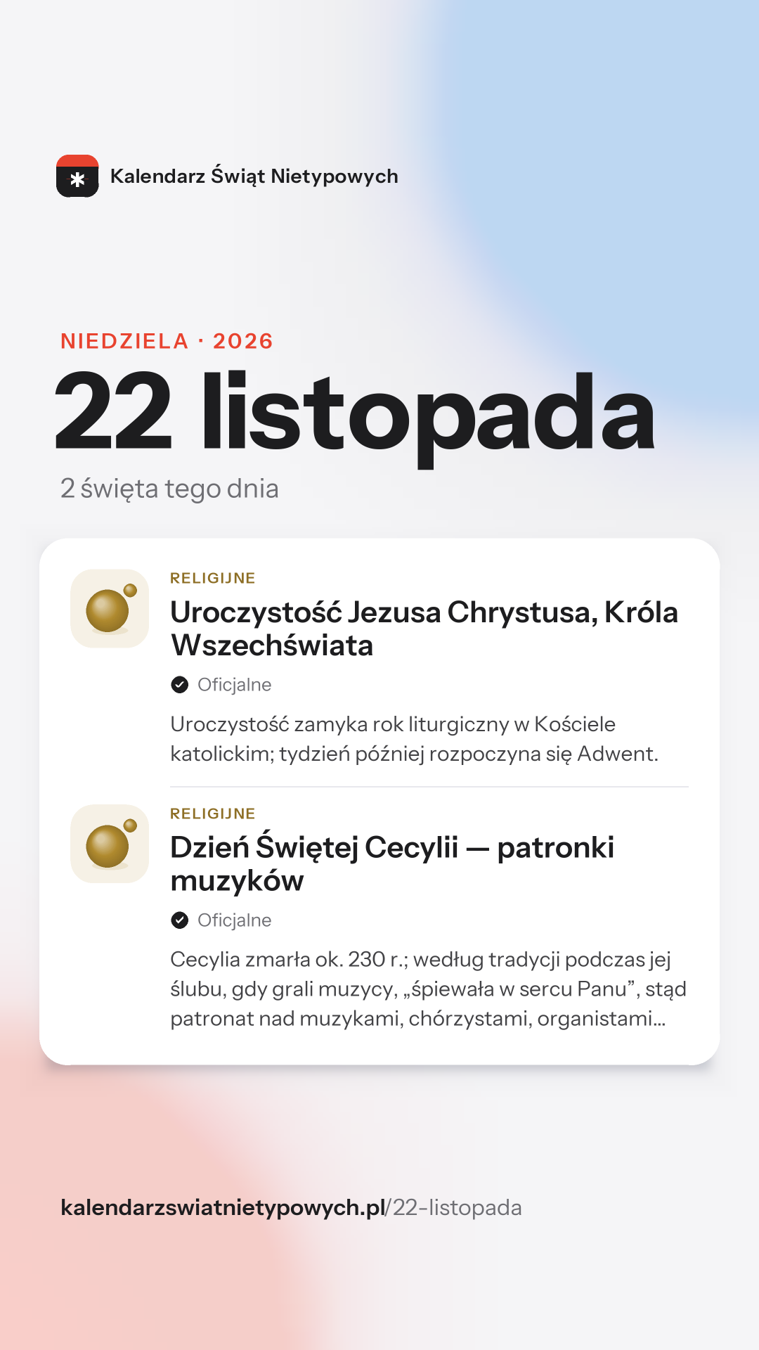 Grafika dnia 22 listopada, format stories 9:16
