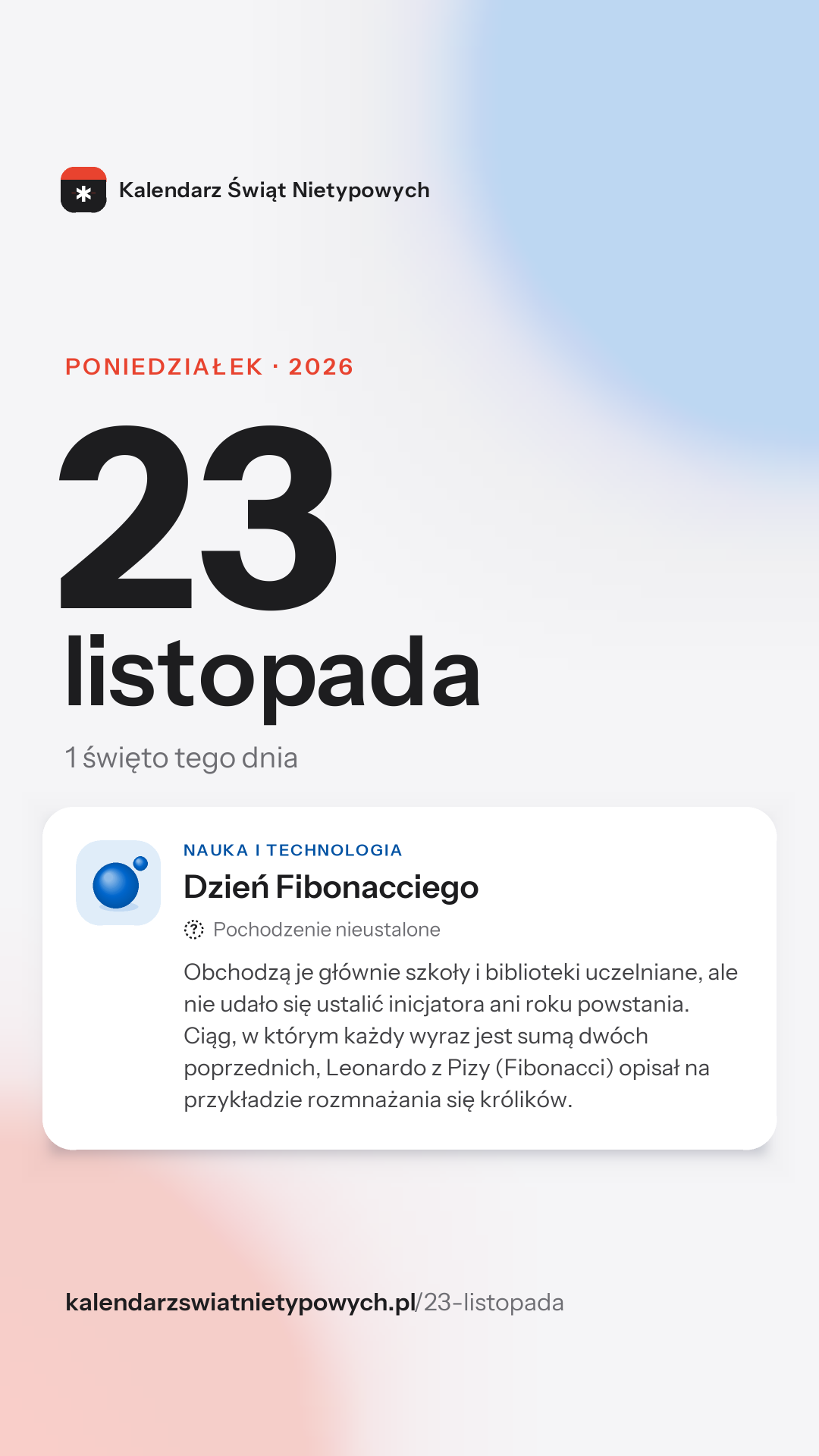 Grafika dnia 23 listopada, format stories 9:16