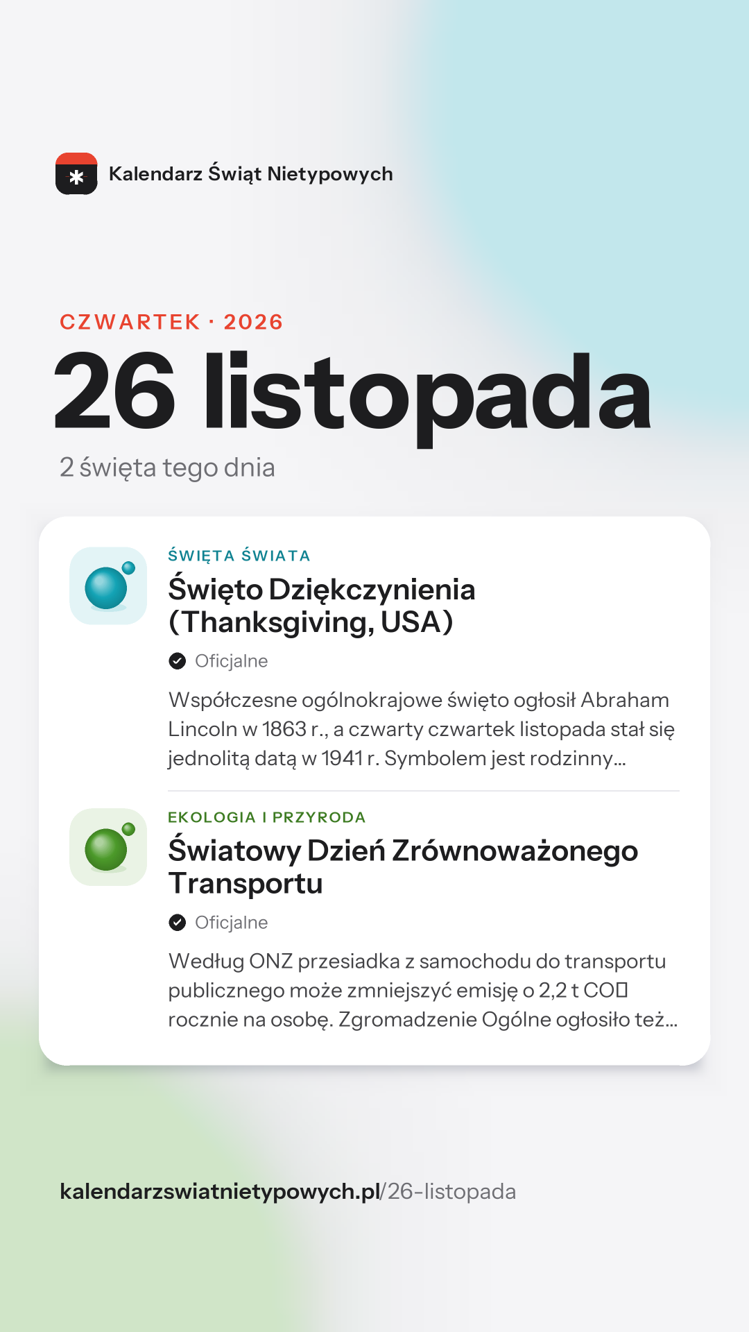 Grafika dnia 26 listopada, format stories 9:16