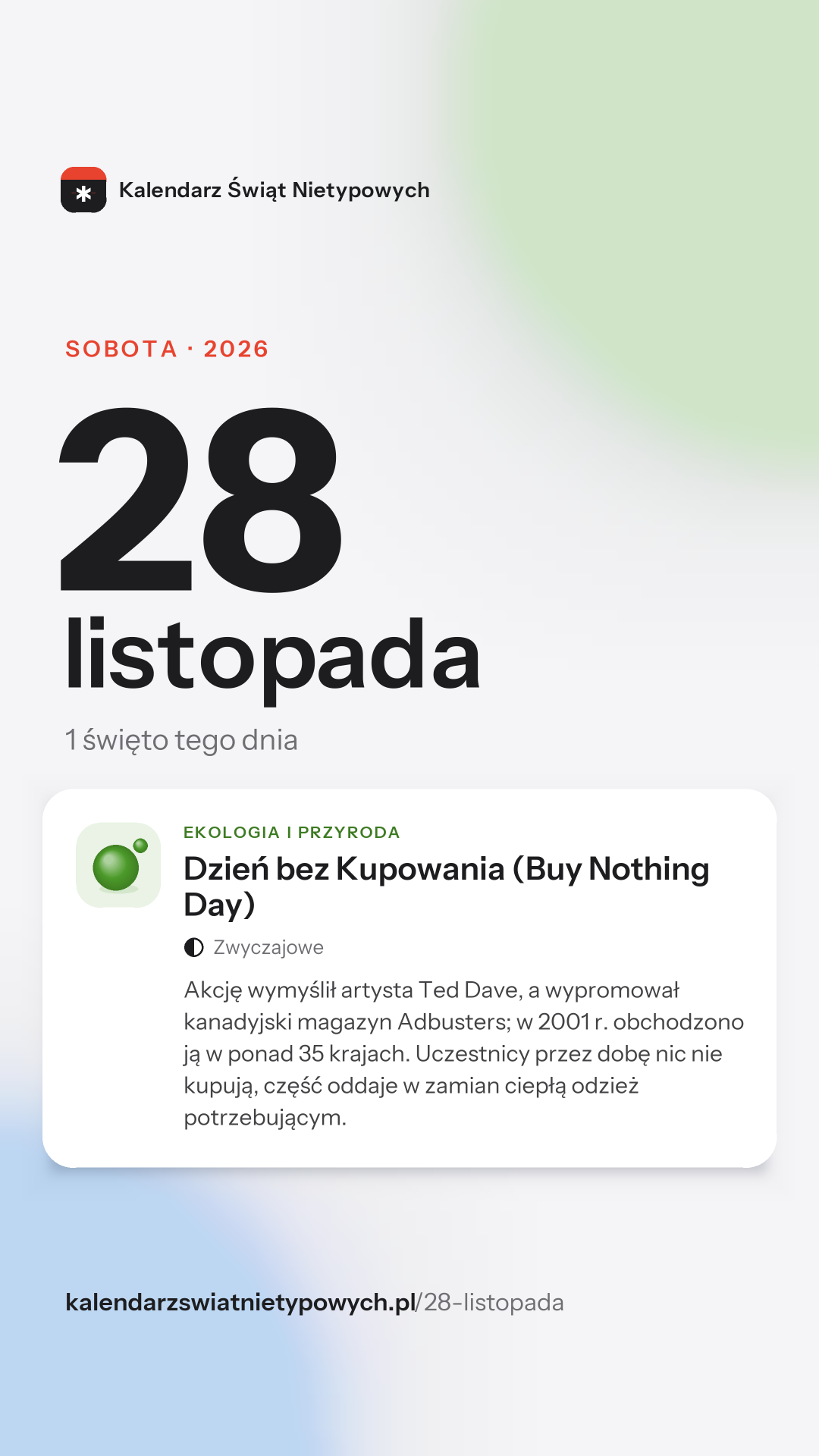 Grafika dnia 28 listopada, format stories 9:16