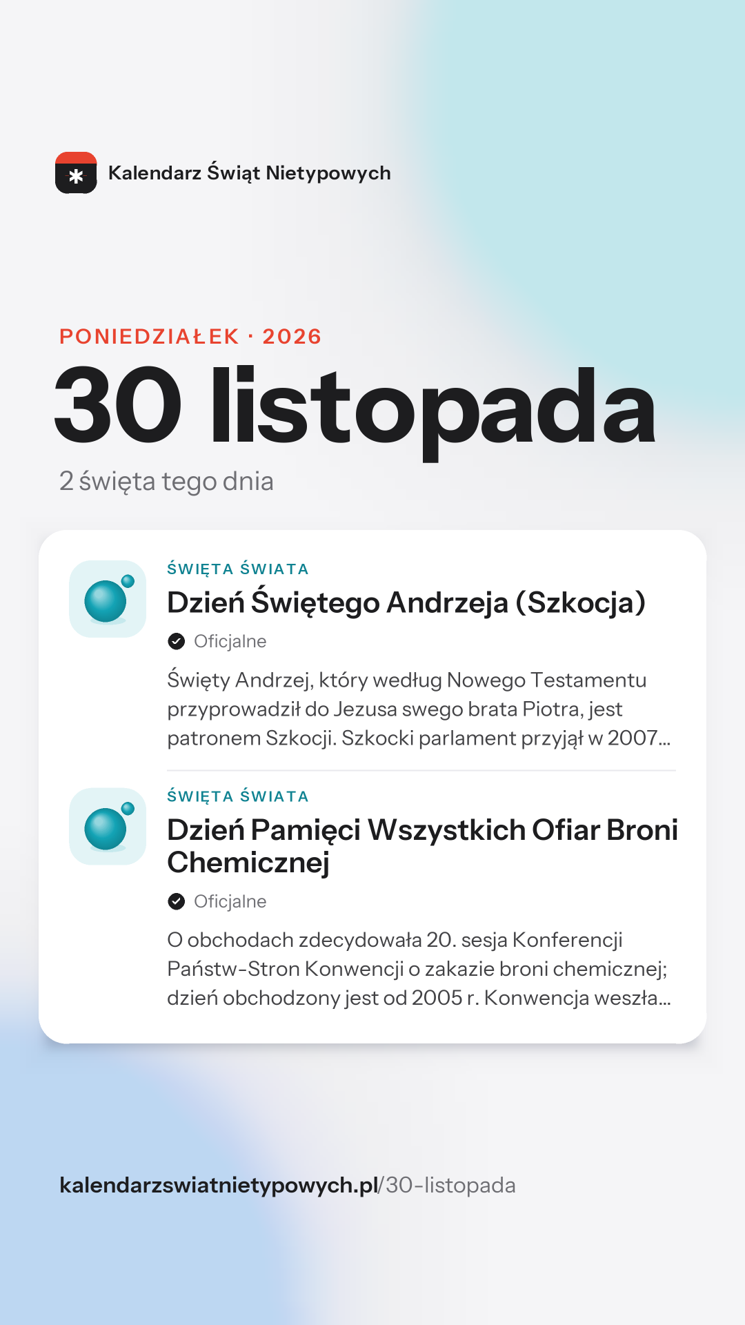 Grafika dnia 30 listopada, format stories 9:16