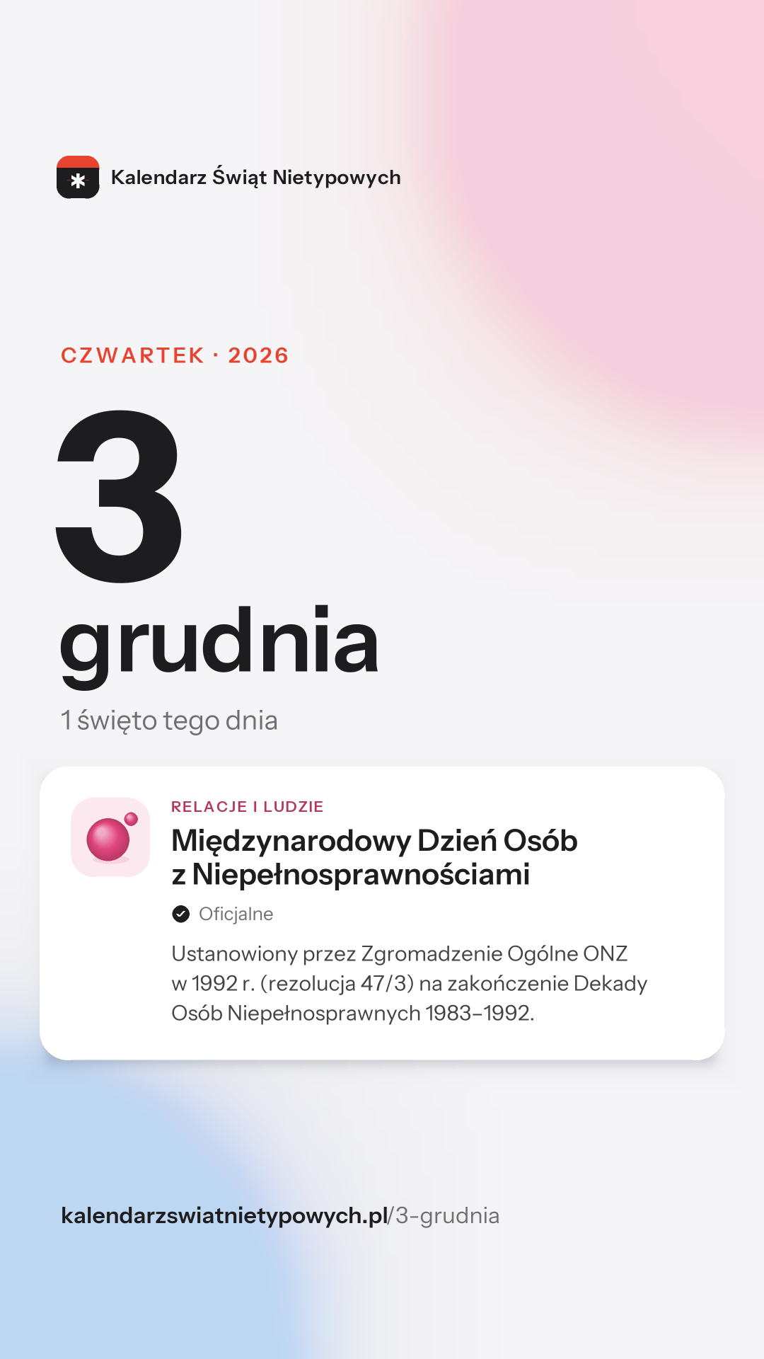 Grafika dnia 3 grudnia, format stories 9:16