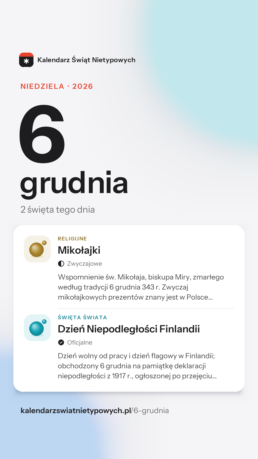 Grafika dnia 6 grudnia, format stories 9:16