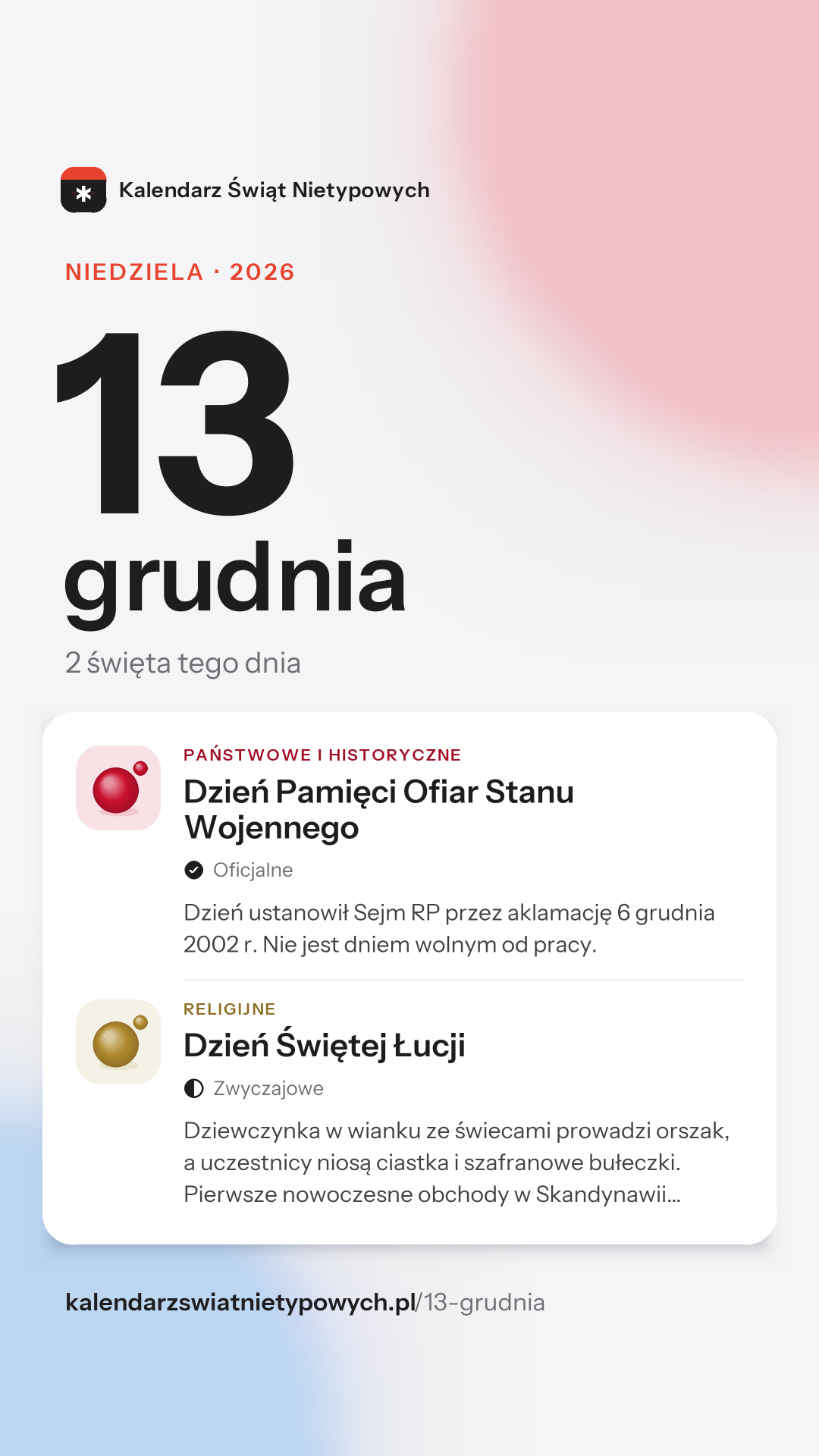 Grafika dnia 13 grudnia, format stories 9:16