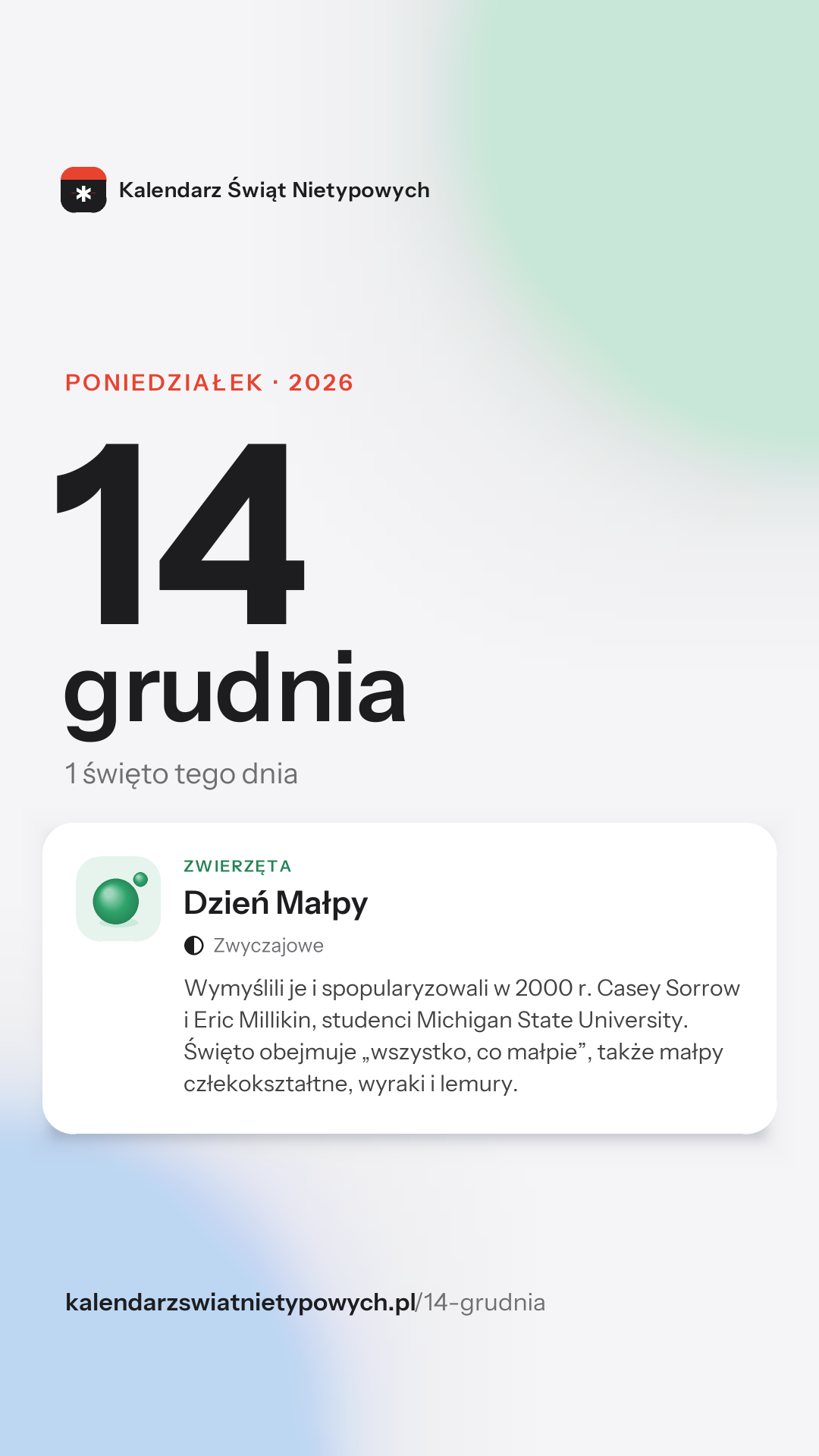 Grafika dnia 14 grudnia, format stories 9:16