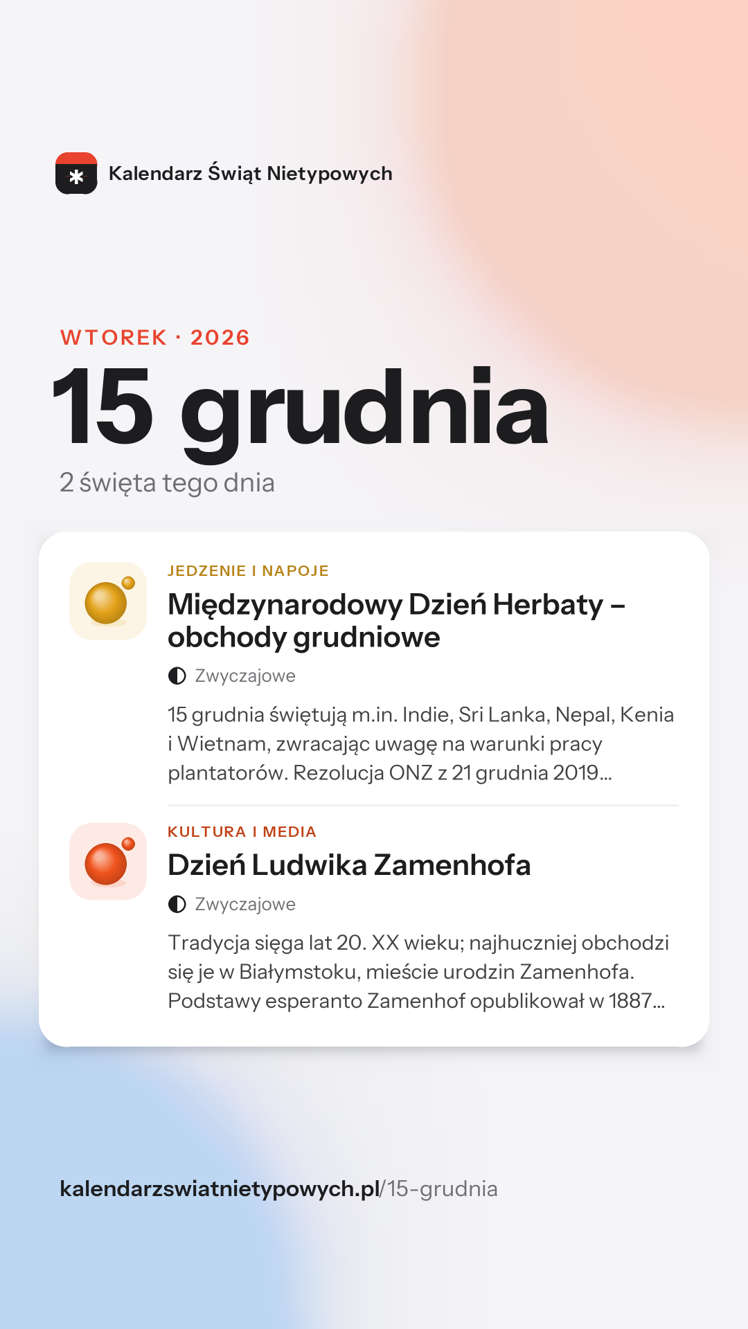 Grafika dnia 15 grudnia, format stories 9:16