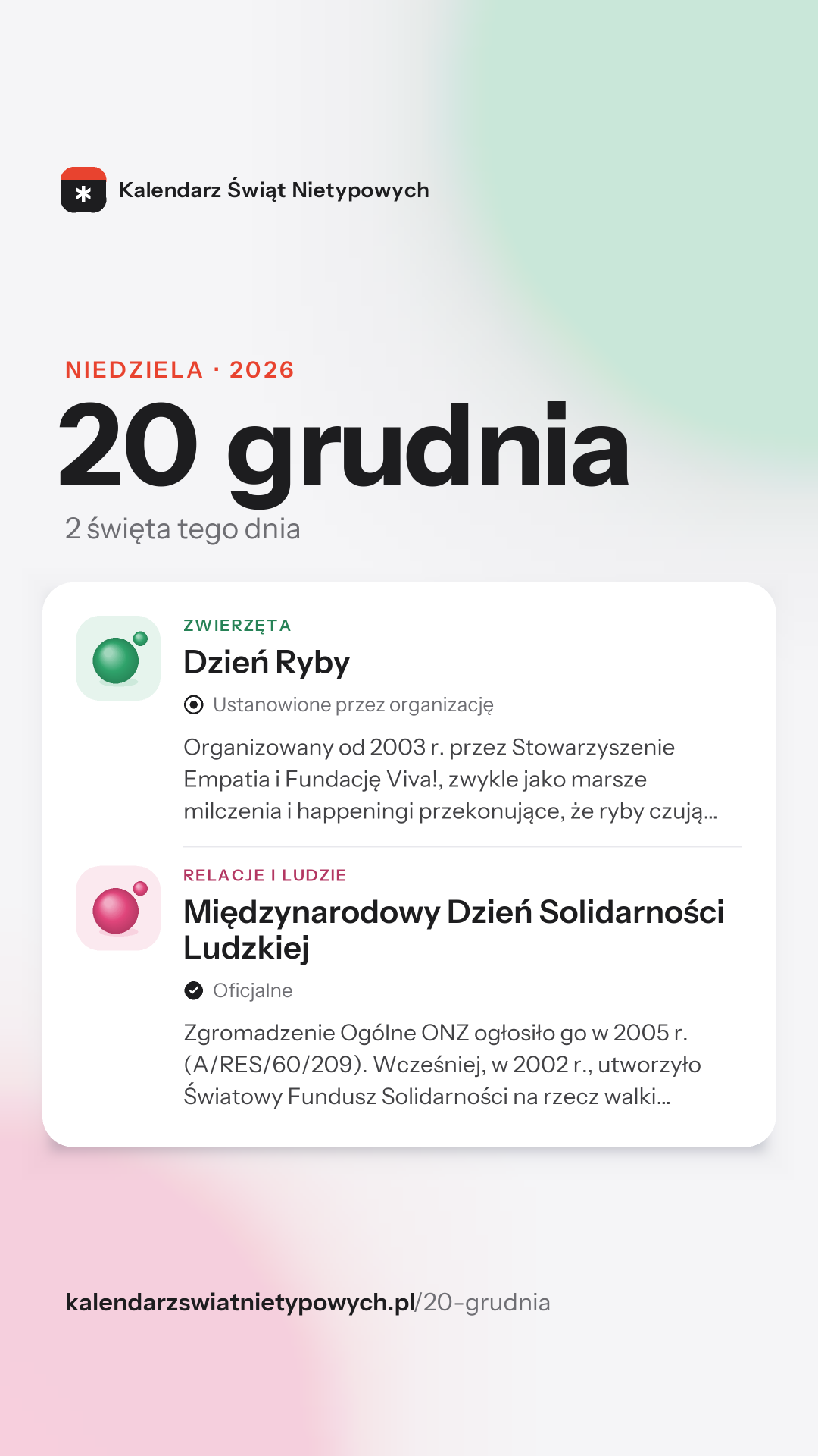 Grafika dnia 20 grudnia, format stories 9:16