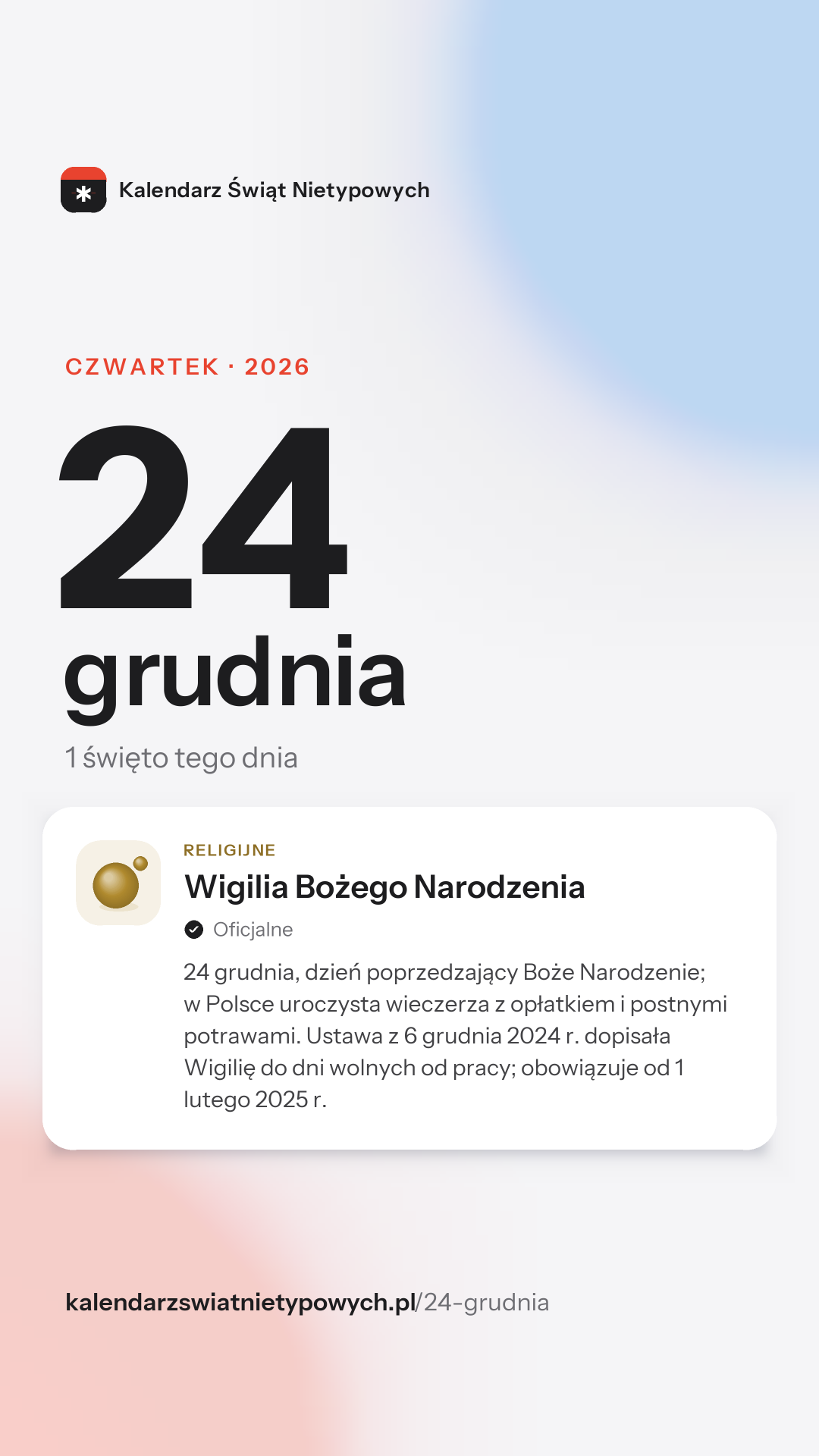 Grafika dnia 24 grudnia, format stories 9:16