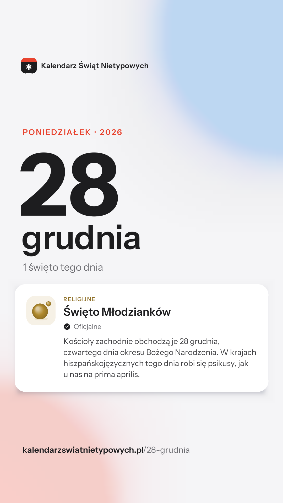 Grafika dnia 28 grudnia, format stories 9:16