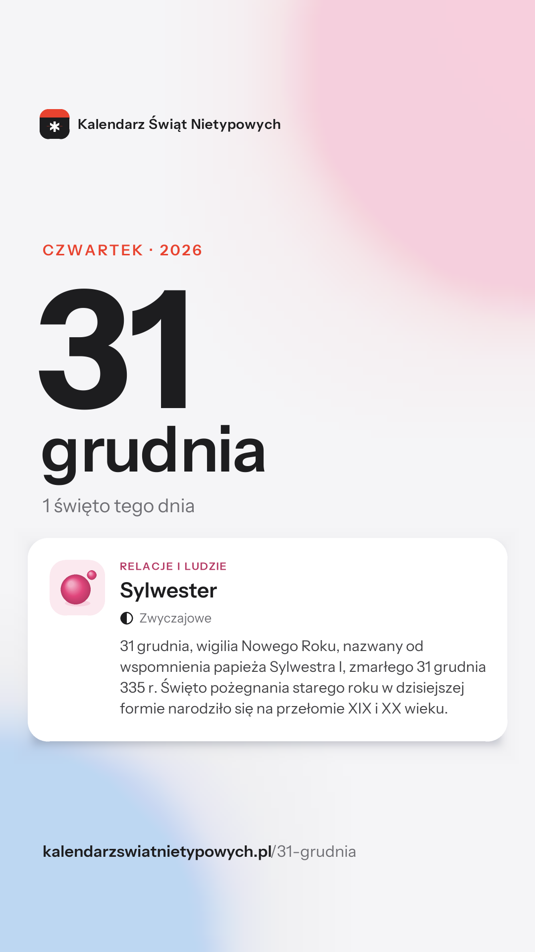 Grafika dnia 31 grudnia, format stories 9:16