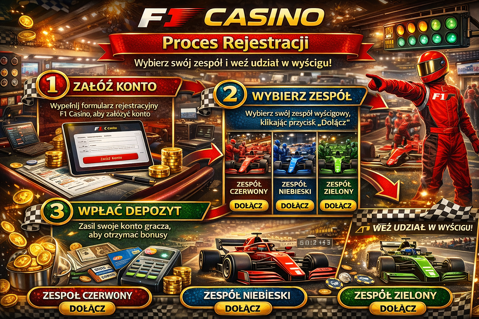 Jak założyć konto w F1 Casino
